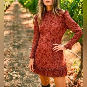 Cleobella Rust Red Printed Mini Dress